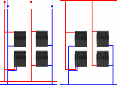 Вертикальное(по стоякам) подключение радиаторов отопления